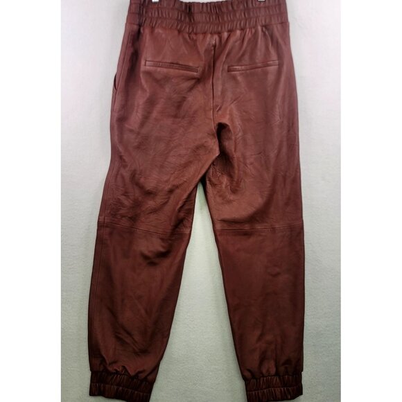 Veronica Beard Cognac Wasia Rust Lamb Leather Loose Fit Jogger Size 12 - Picture 8 of 13